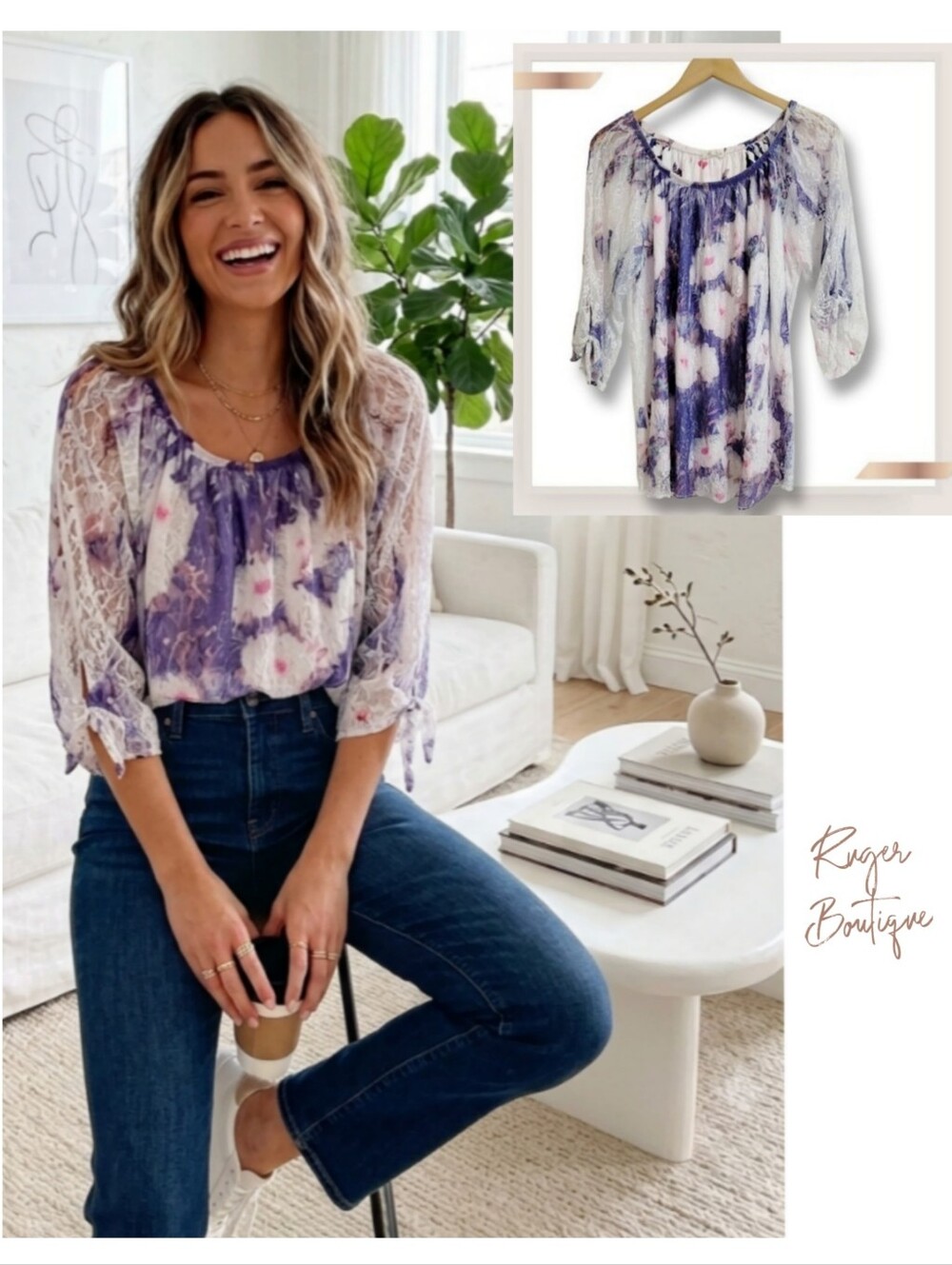 🌿Relaxed Fit Boho Floral Tunic - Perfect for Sunny Days, Est Medium